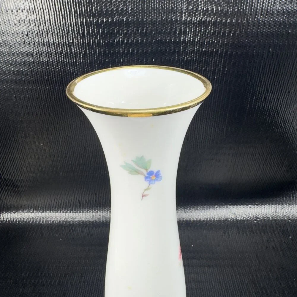 Vintage Lindner Kueps Bavaria Floral Vase Vessel Hand Painted‎ German Porcelain